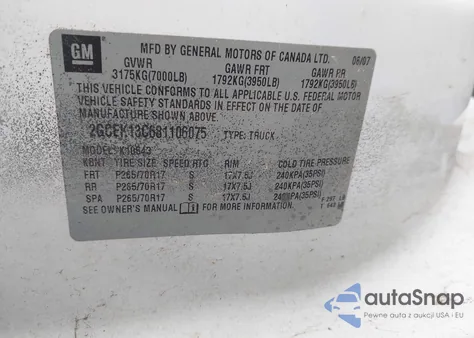 2008 Chevrolet Silverado 1500 Lt1 z USA, uszkodzony, nr VIN 2GCEK13C681106075